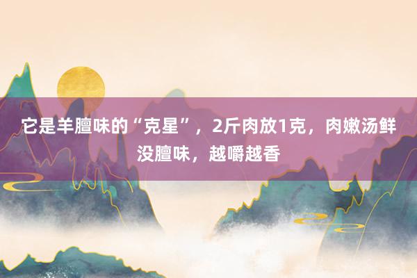 它是羊膻味的“克星”，2斤肉放1克，肉嫩汤鲜没膻味，越嚼越香