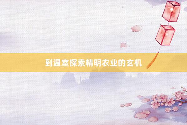 到温室探索精明农业的玄机